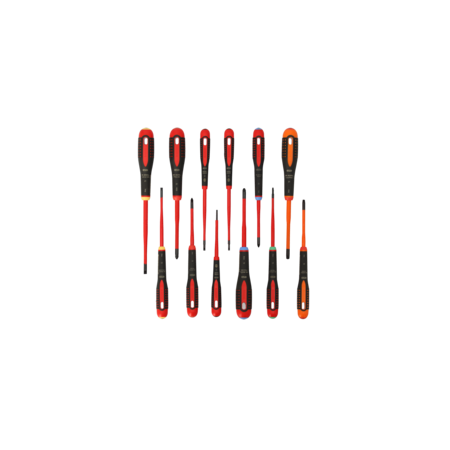 BAHCO BE-9878SL ERGO izoleli tornavida seti, 12 parça