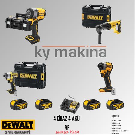 DEWALT 4'LÜ SET DCF922 + DF887+ DCF850 + DCH133 + 4 ADET 4 AMPER AKÜ + SARJ ALETİ